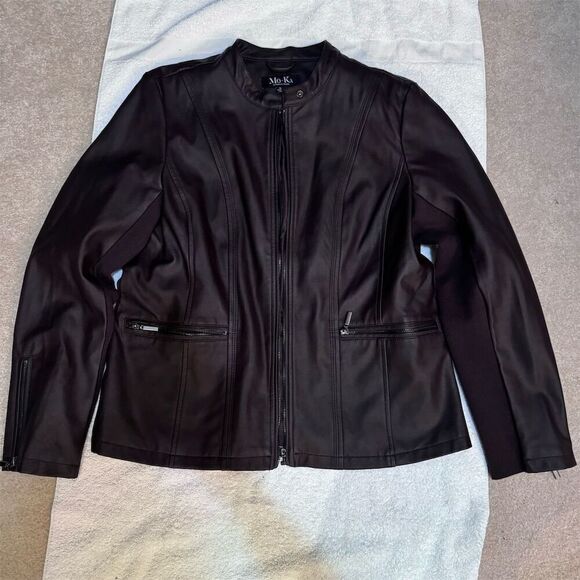 NWOT Mo-Ka Women's Biker Jacket Black XL - Picture 3 of 5